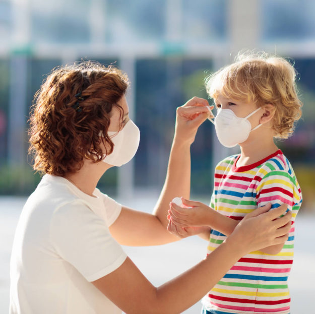 Mother & Child Wearing Masks